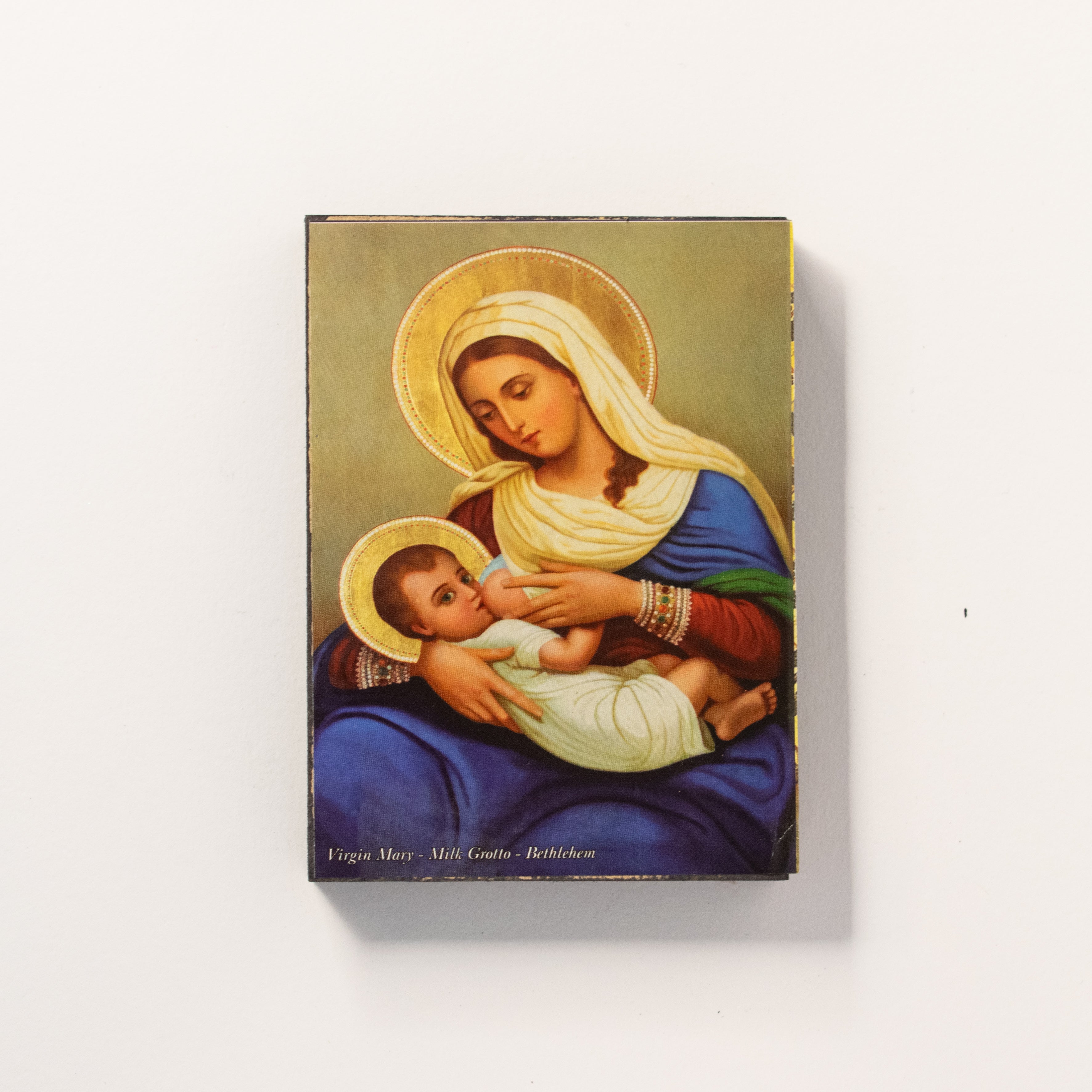 Set Icoană Maica Domnului cu Pruncul - simbol al ocrotirii și al nădejdii Sfințită în Betleem 11x8 cm