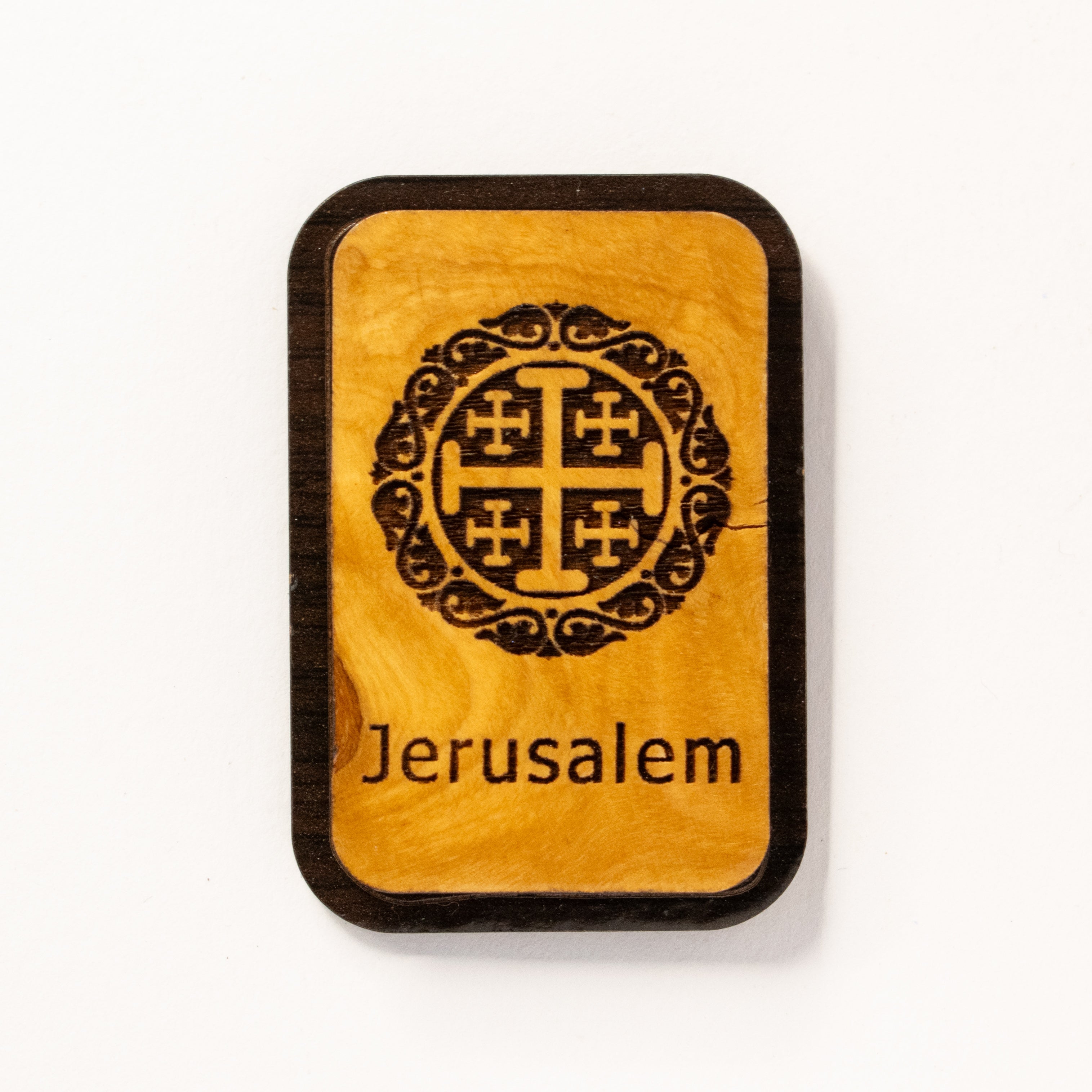 Magnet din lemn cu crucea medievală a Ierusalimului