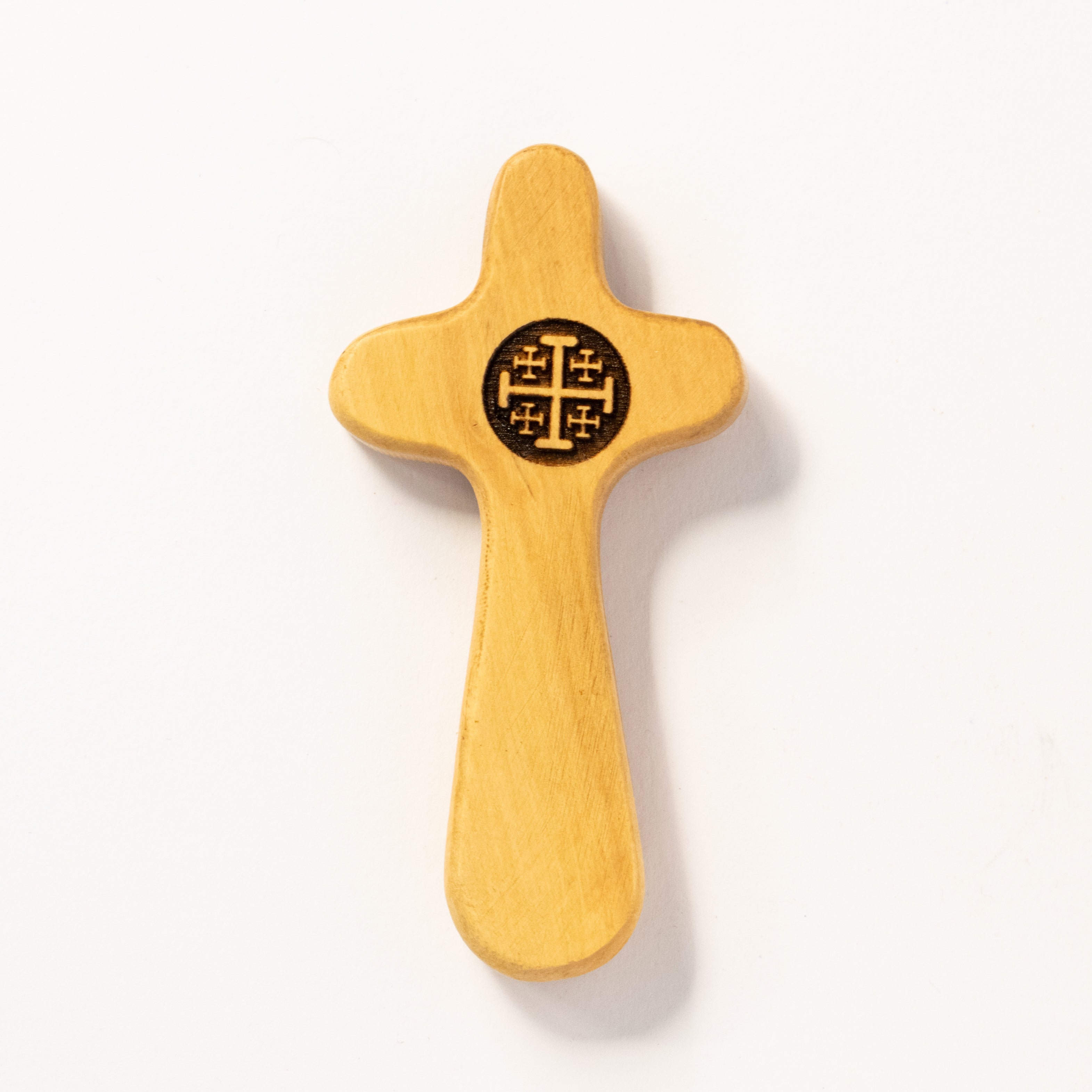 Cruce din lemn de măslin cu Crucea Ierusalimului