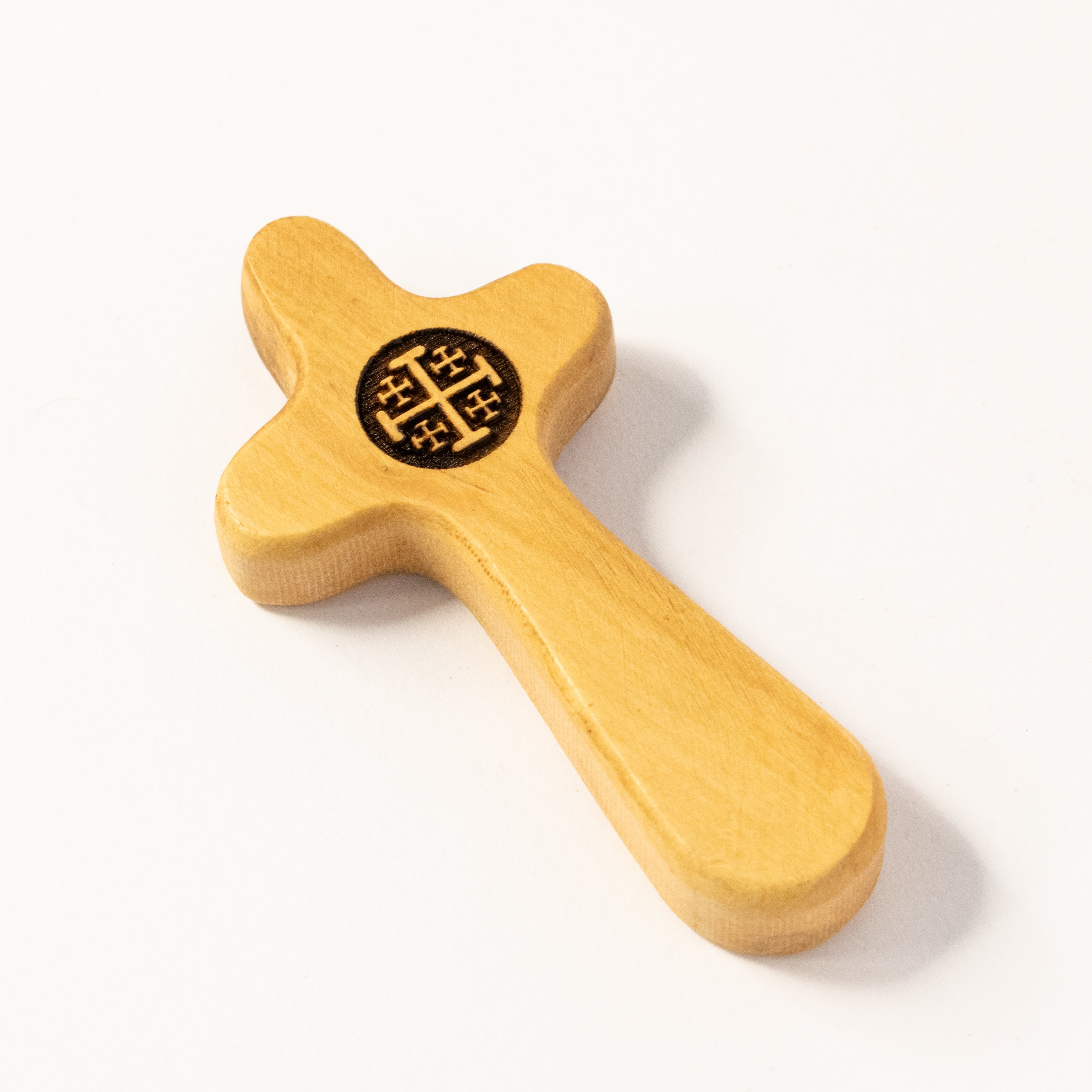 Cruce din lemn de măslin cu Crucea Ierusalimului