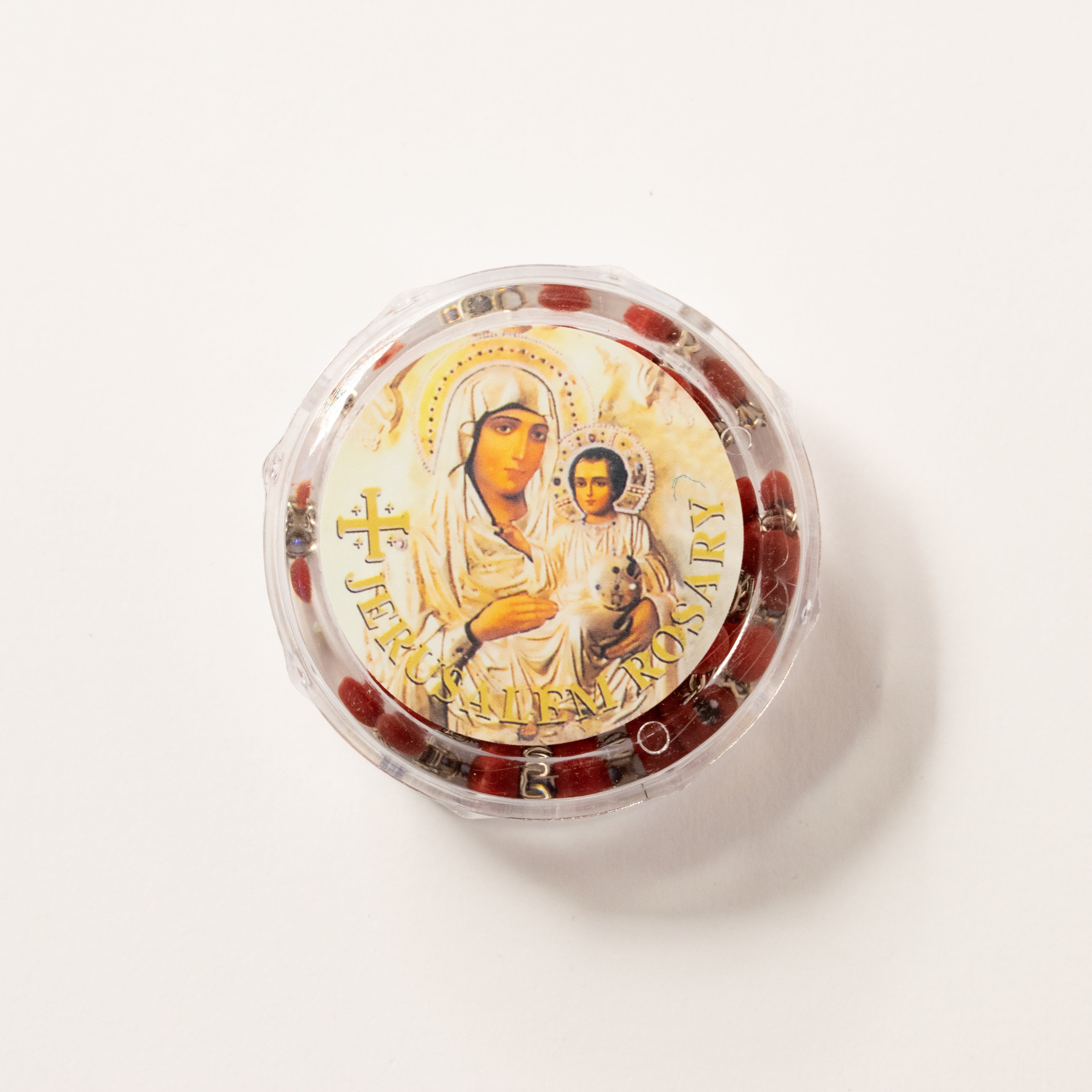 Rozariu cu mărgele roșii și cruce metalică - Puterea Credinței Pure