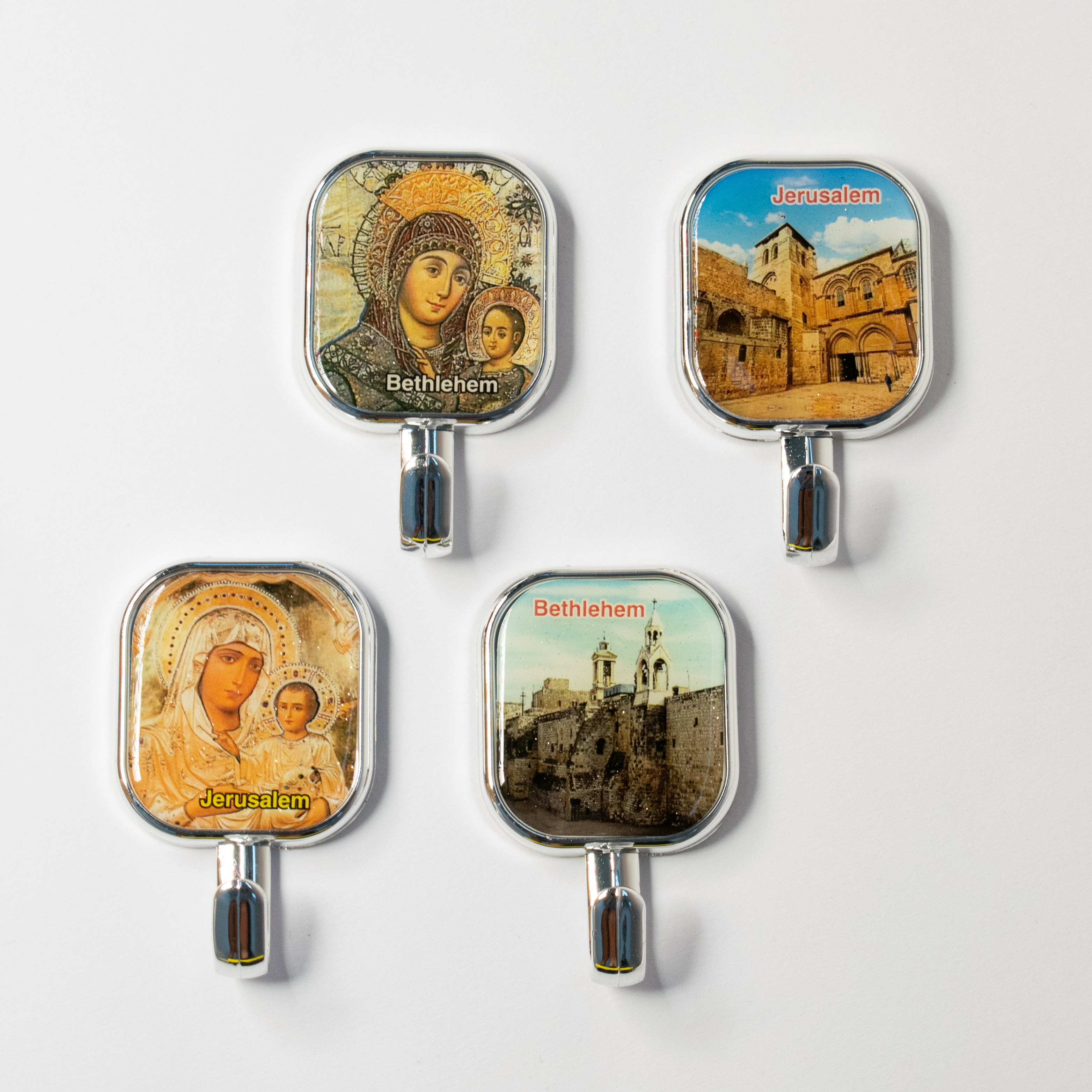 Set 4 agățători autoadezive – Ierusalim & Betleem – Pentru chei, haine și prosoape – Suvenir religios