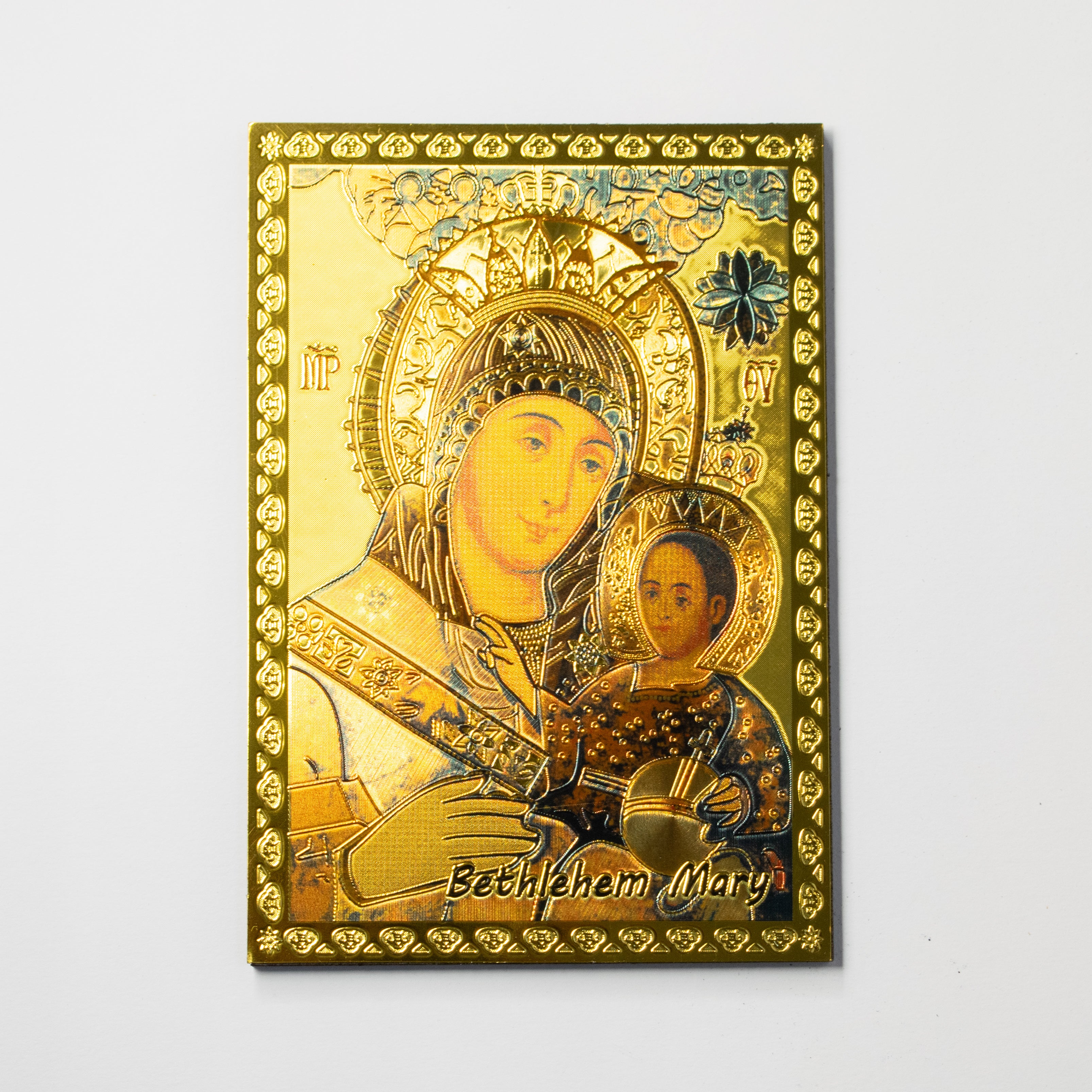 Icoană Maica Domnului Aurită - Certificat de autenticitate – Din Țara Sfântă – 11×16 cm
