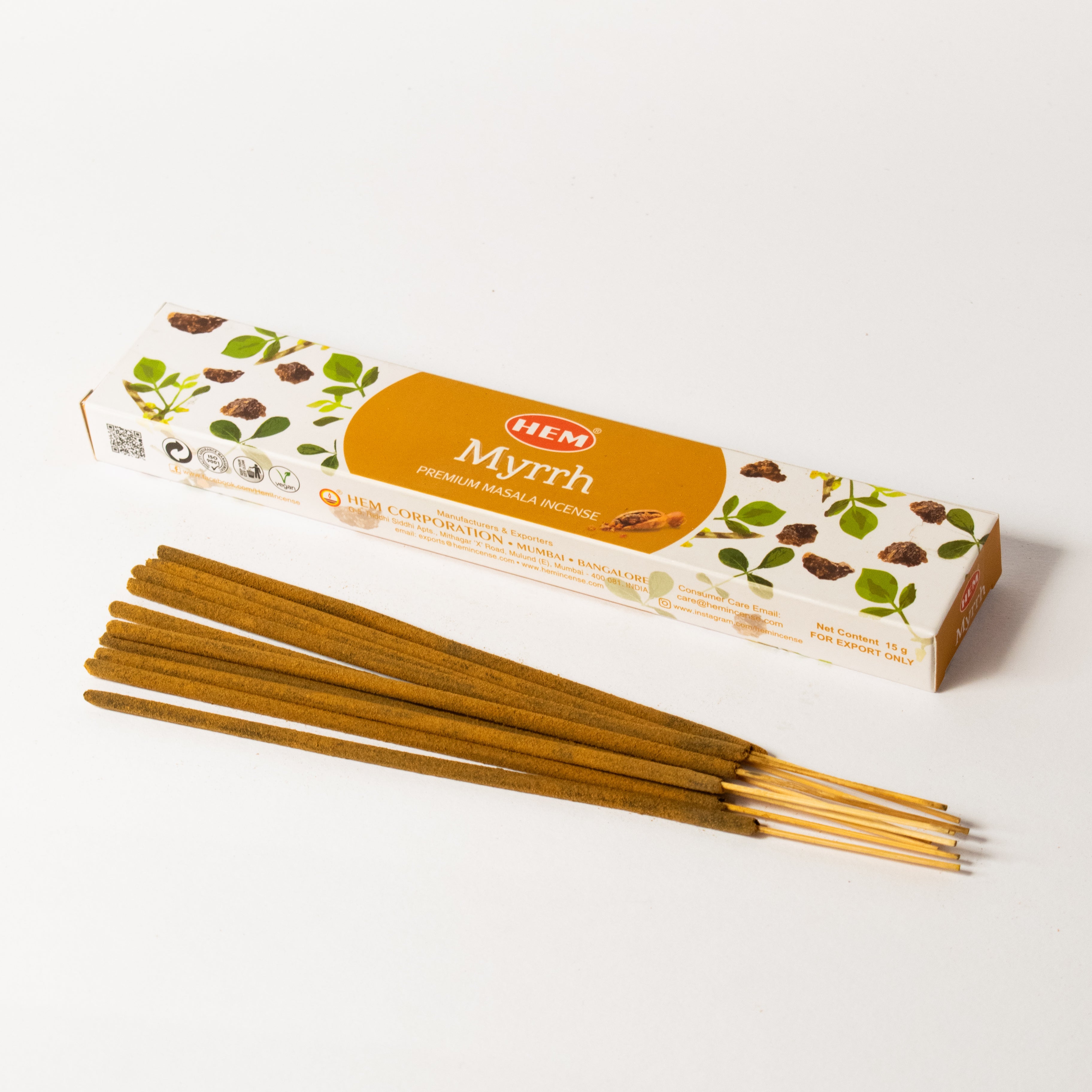 Bețișoare parfumate cu smirnă – Aromă caldă pentru liniște și reculegere – 10 bucăți în pachet