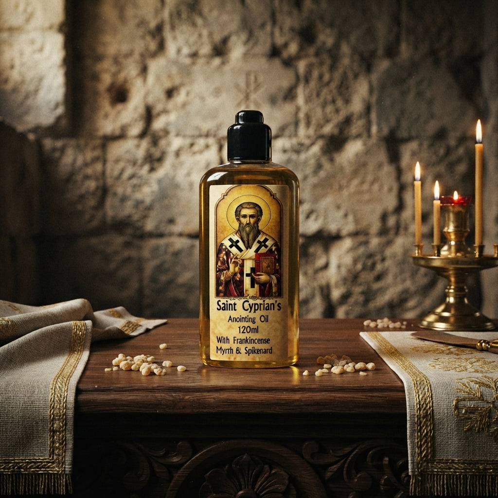 Ulei de Ungere al Sfântului Ciprian – 120 ml cu Tămâie Smirnă si Nard– pentru Rugăciune și Dezlegare