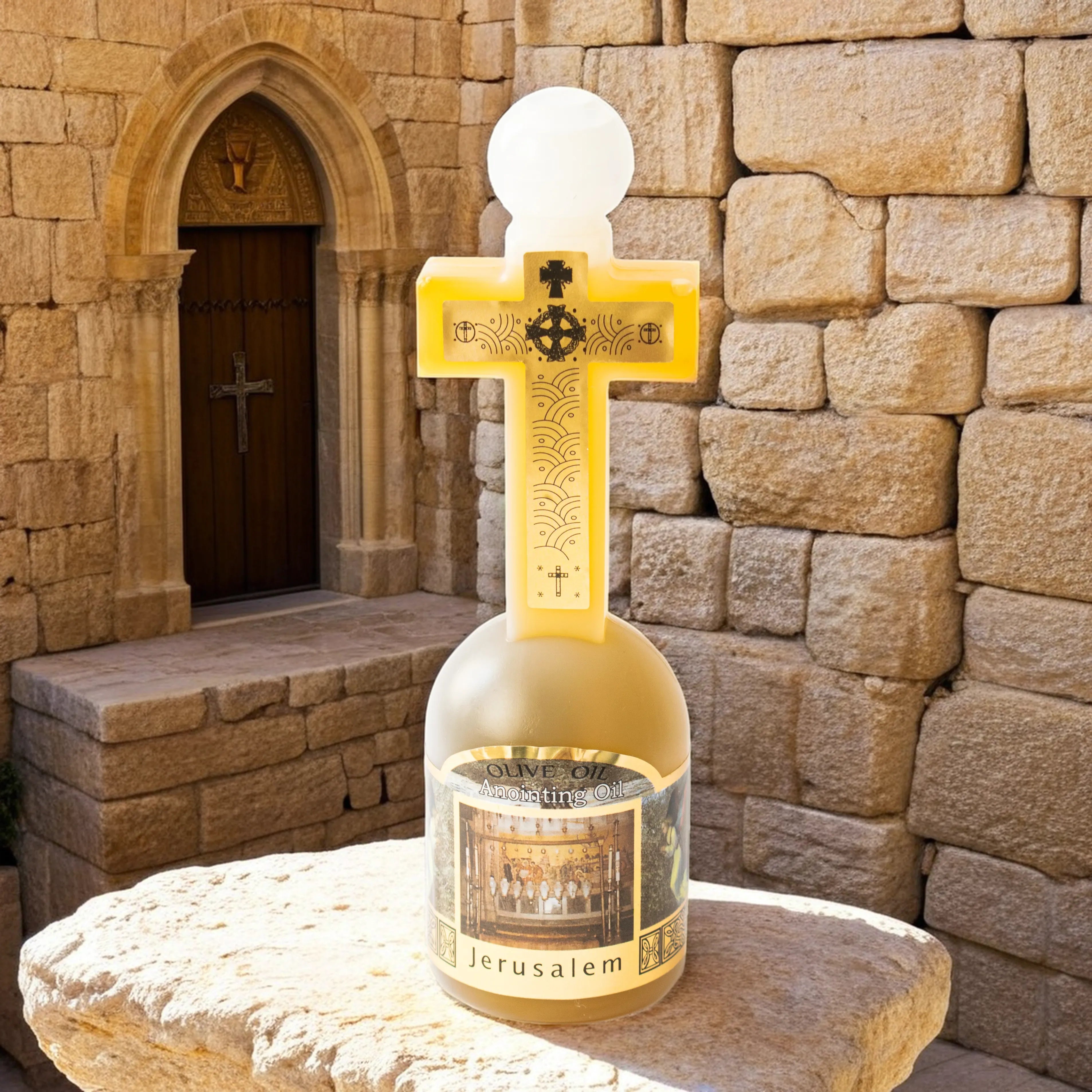 Mir Sfânt de Ungere de la Biserica Sfântului Mormânt din Ierusalim - in forma de Cruce 125ml sfintit