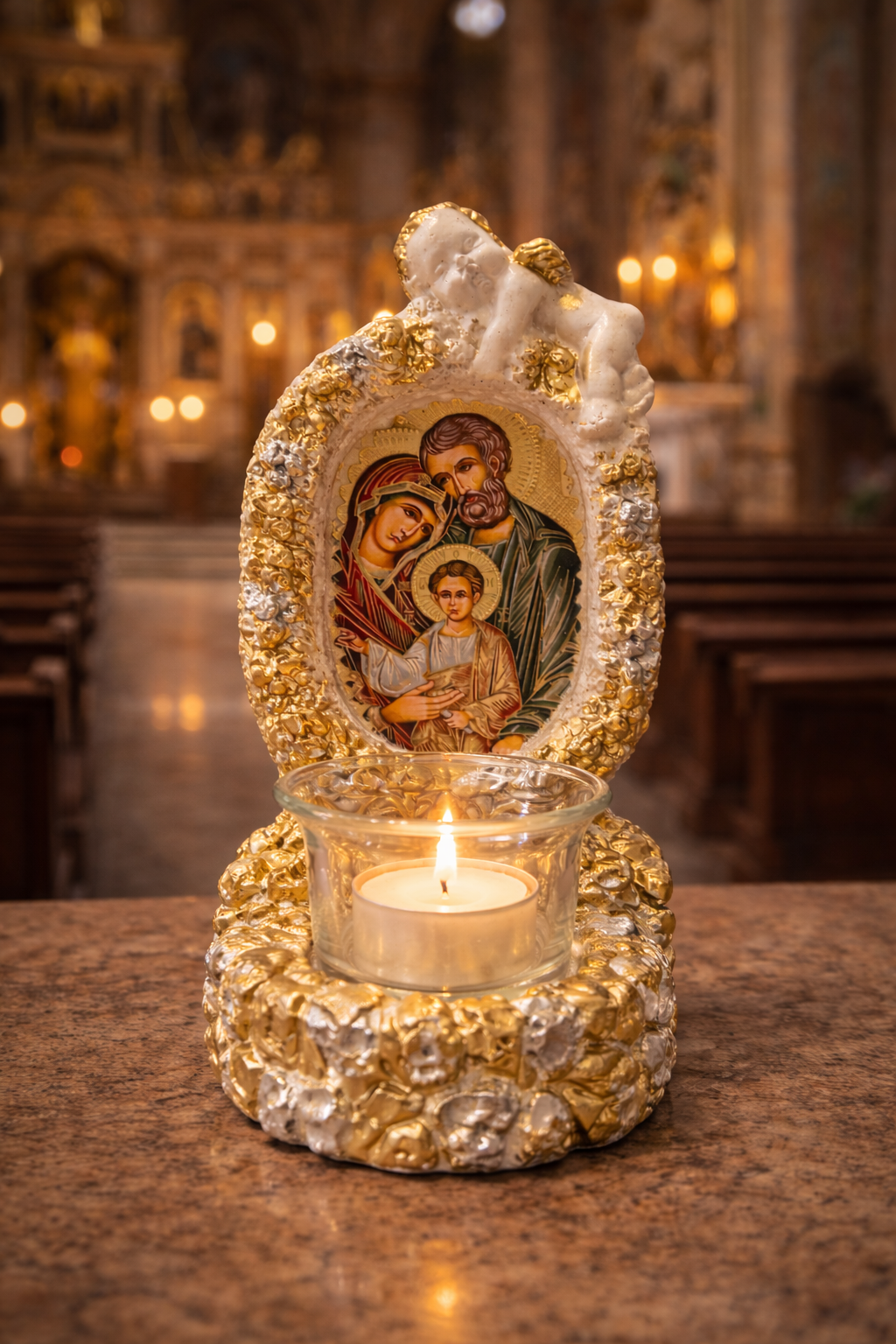 Candelă „Sfânta Familie” – Lumină de rugăciune, unitate și ocrotire pentru casă