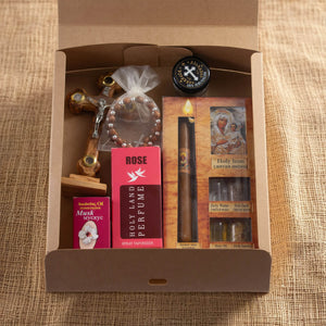 Set Aniversare Binecuvântat din Ierusalim – Cruce din lemn de măslin și Sfinte Elemente - M1 - Din Ierusalim