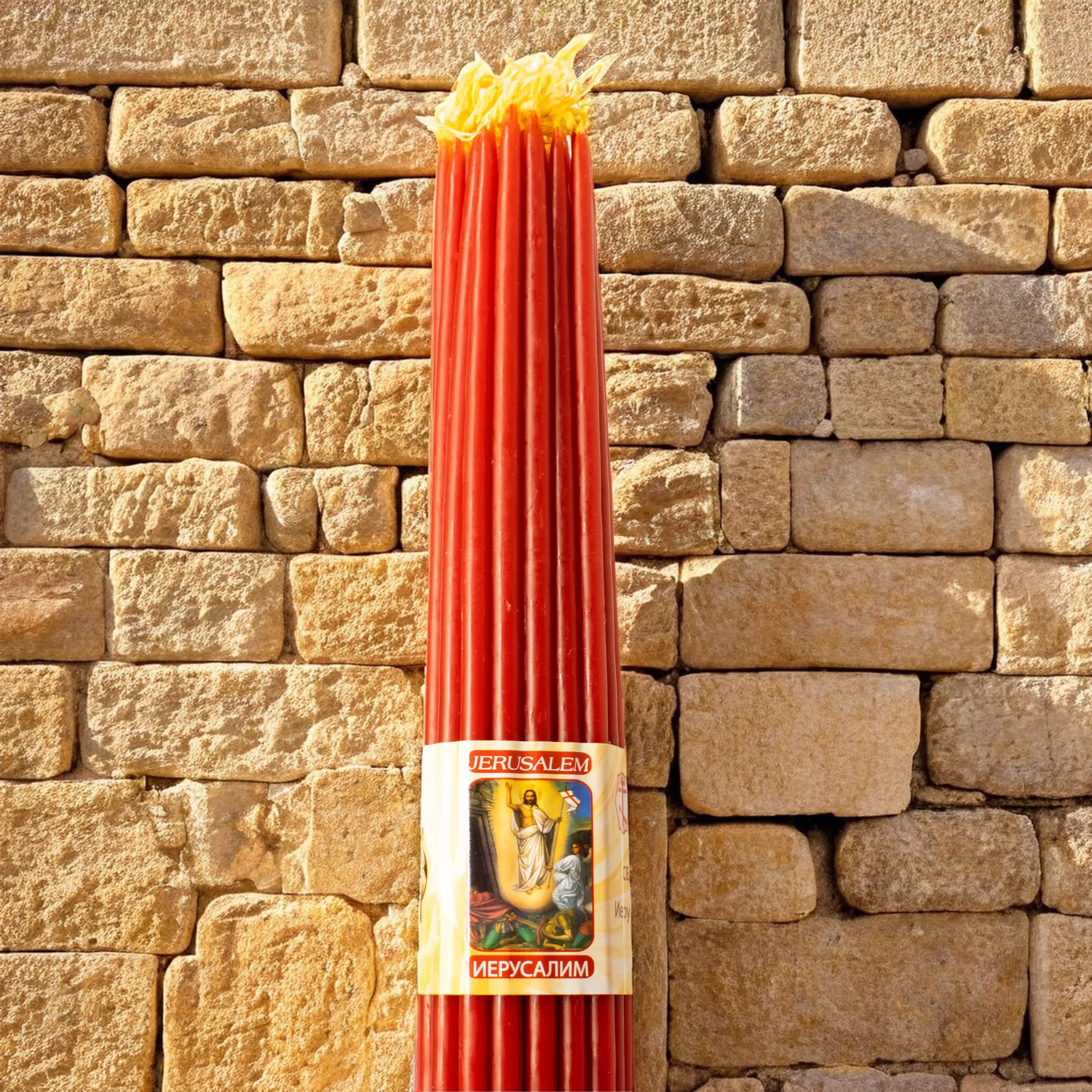 Set 33 de lumânări din Ierusalim cu parfum intens de trandafir – Rugăciune din inimă - Credință și Dragoste