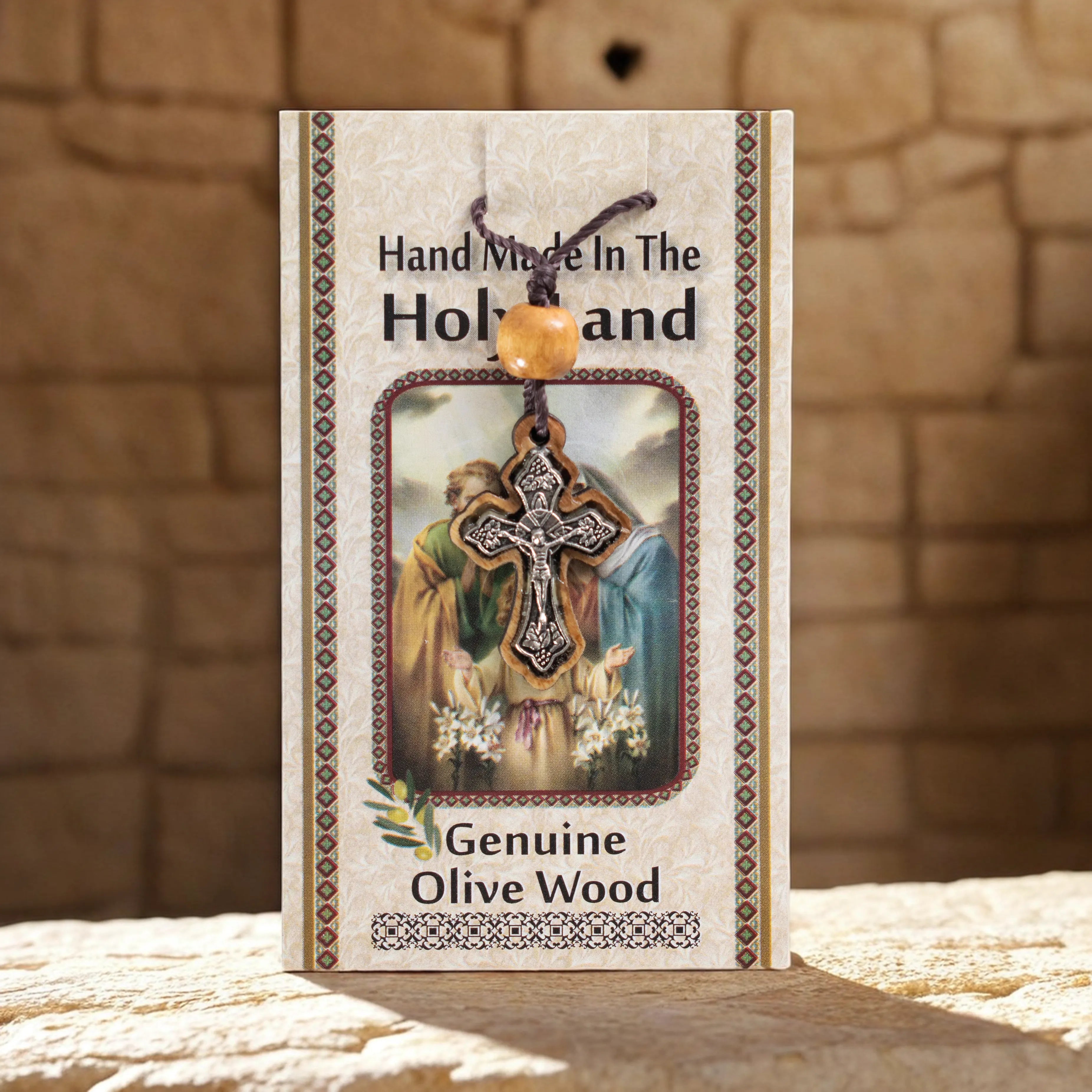 Lănțișor cu cruciuliță din lemn de măslin - sculptată la biserica "Nașterea Domnului" din Betleem