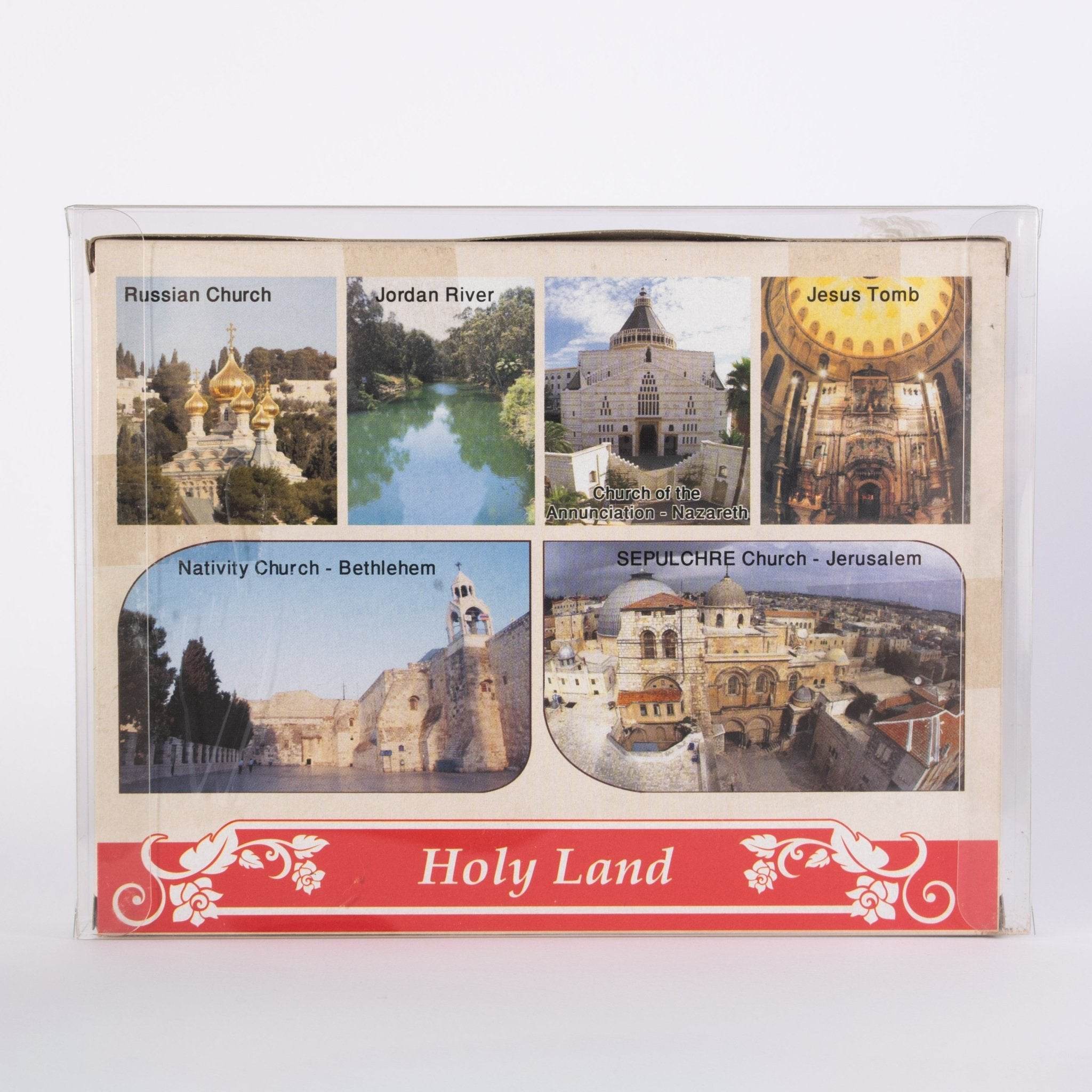 Set 4 Elemente Sfinte din Ierusalim + Icoană, Crucifix, Lumânare și Piatră Sfântă - Din Ierusalim