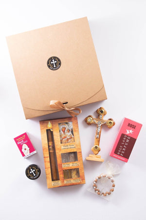 Set Aniversare Binecuvântat din Ierusalim – Cruce din lemn de măslin și Sfinte Elemente - M1 - Din Ierusalim