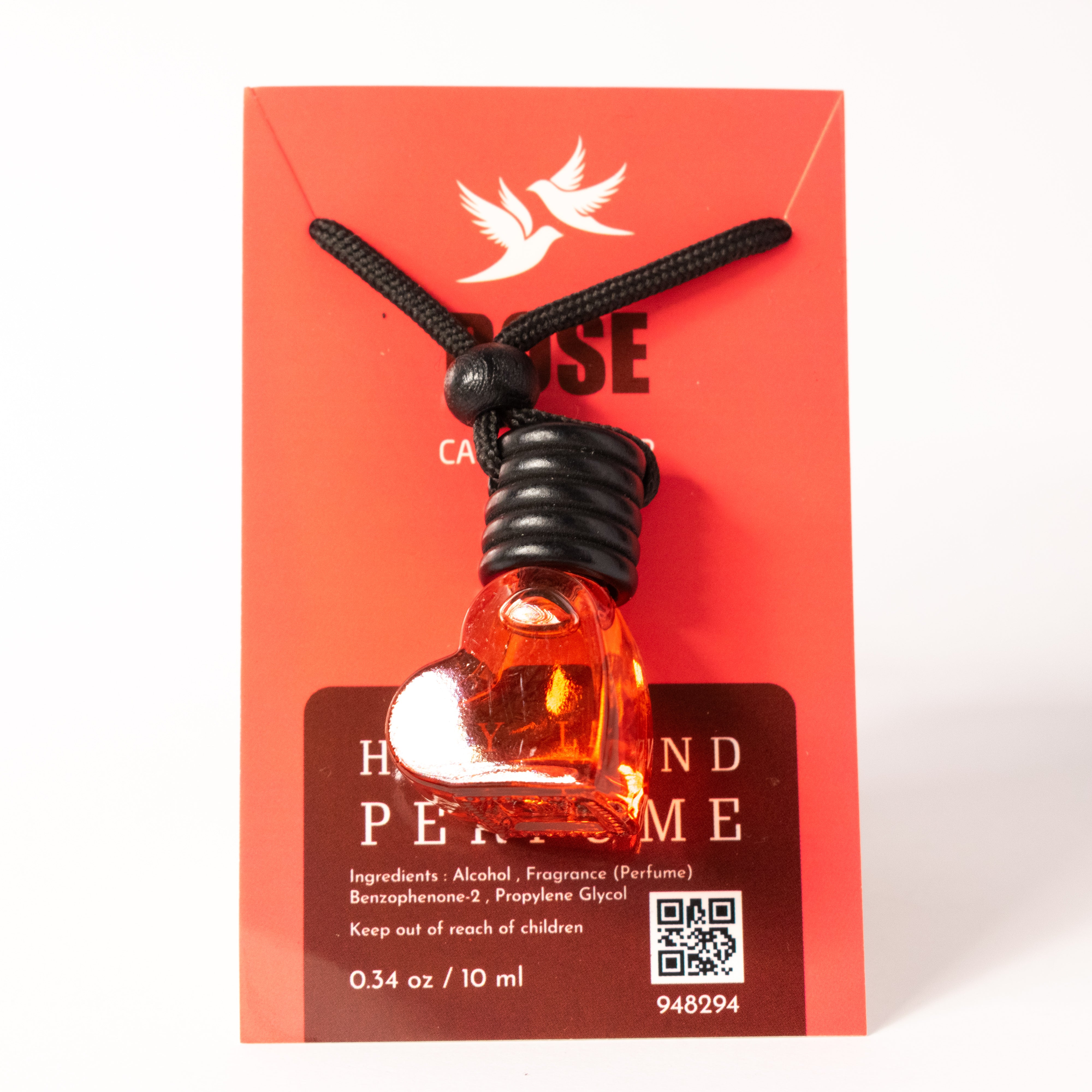 Parfum cu Mir pentru Casă sau Mașină – Sticluță Inimă, Aromă de Trandafir, Ocrotire și Liniște