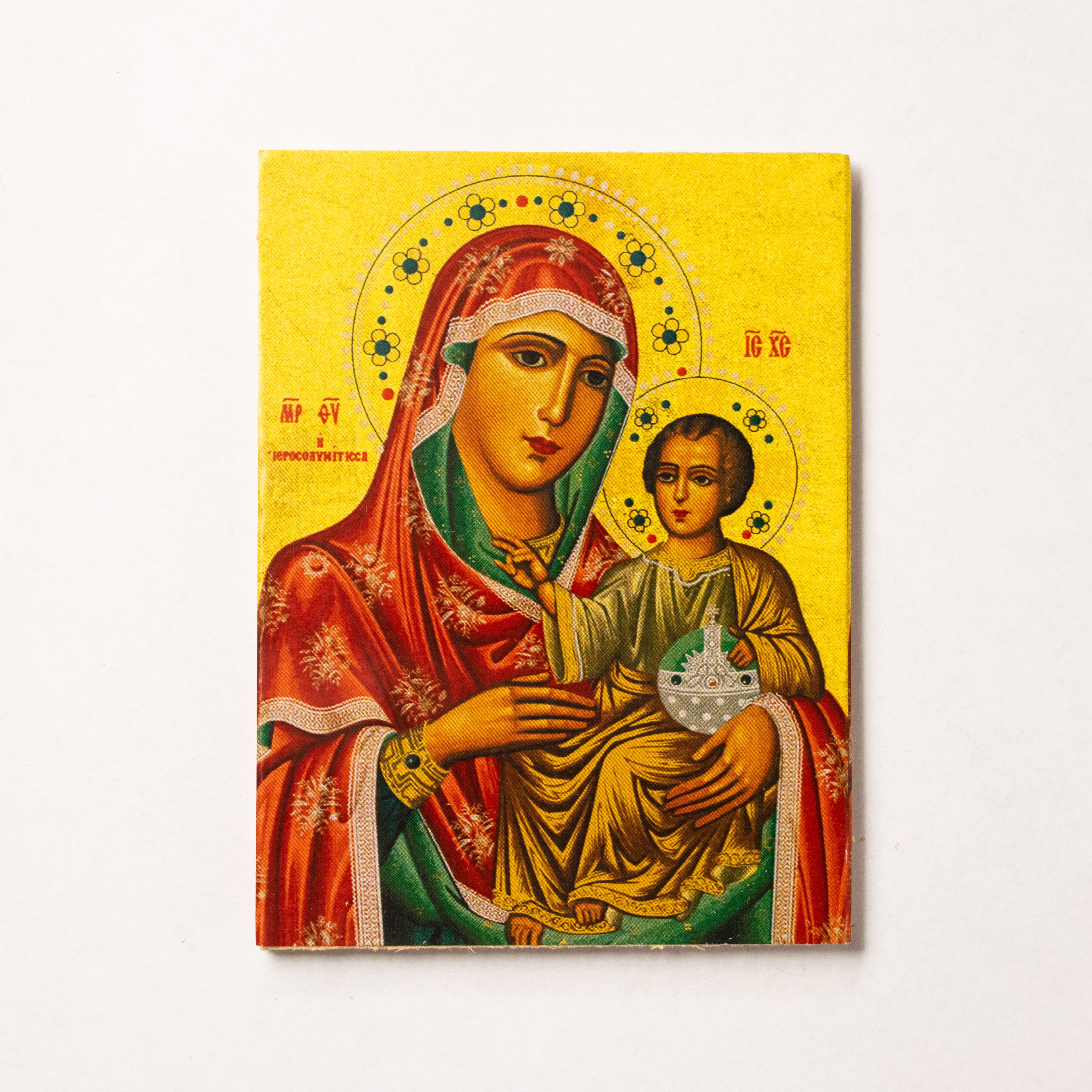Icoană Maica Domnului cu Pruncul certificat de binecuvântare la Ierusalim