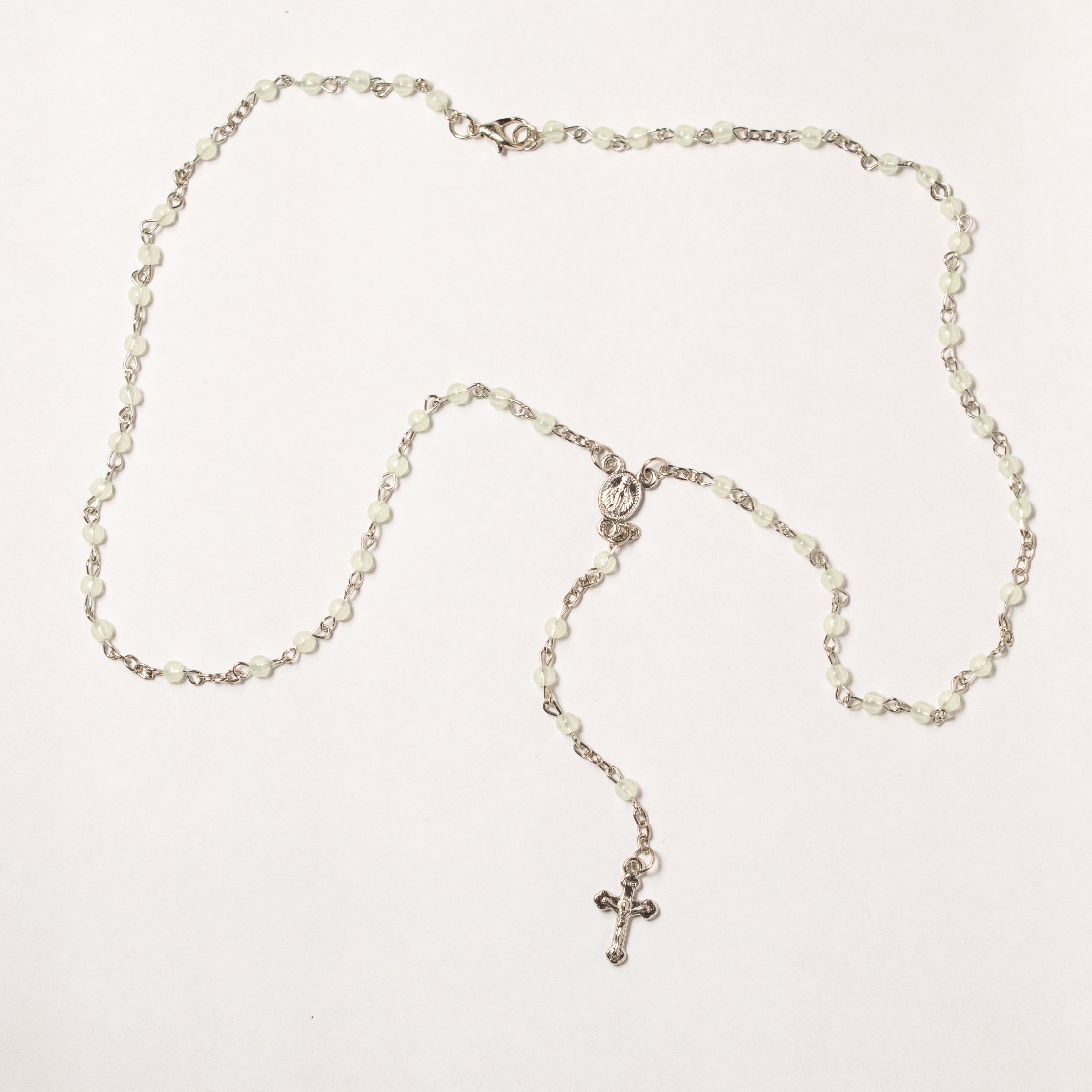 Colier cu Cruce și Mărgele albe de Protectie – Ierusalim