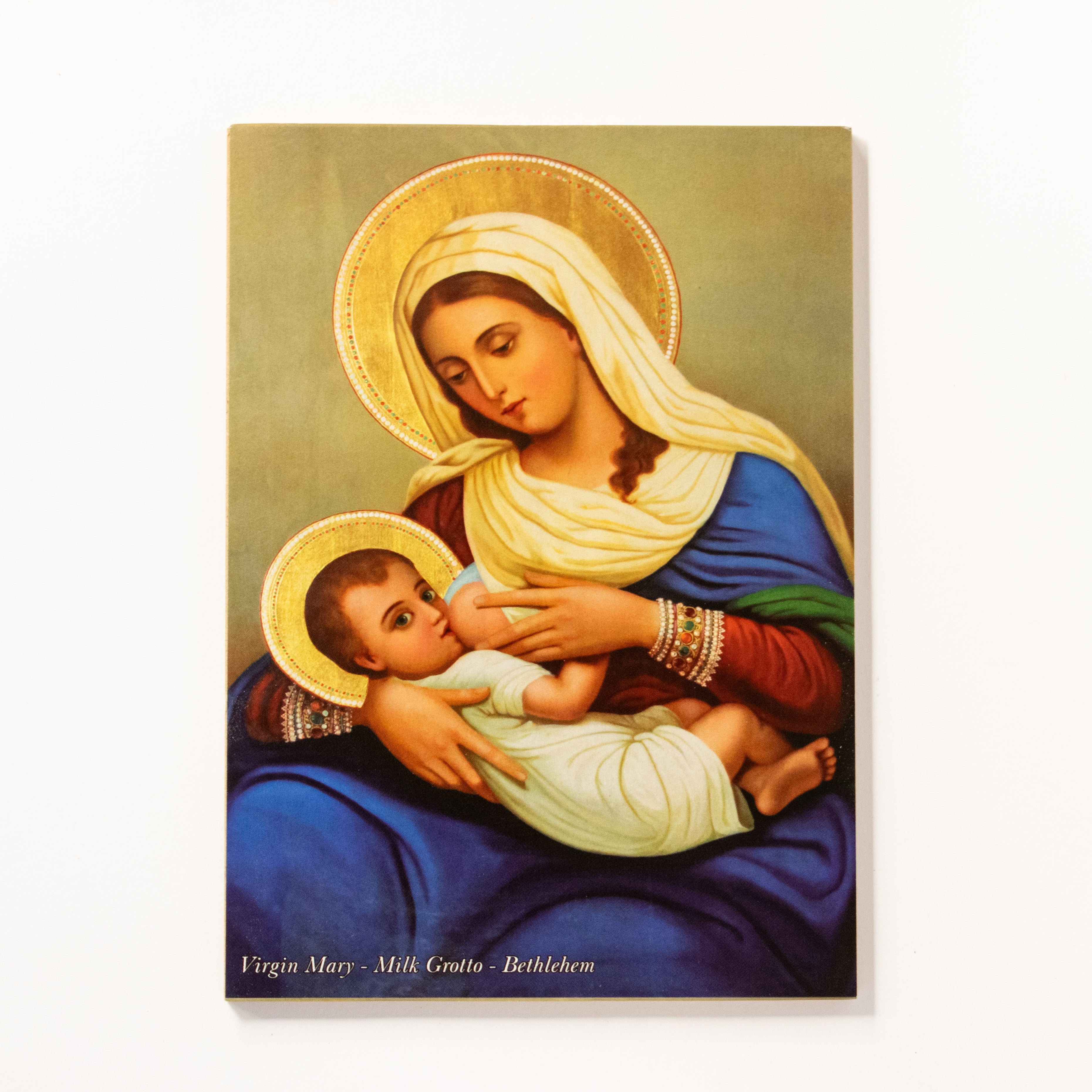 Icoană Maica Domnului cu pruncul la sân - sfințită în Bethleem cu certificat 13x18 cm