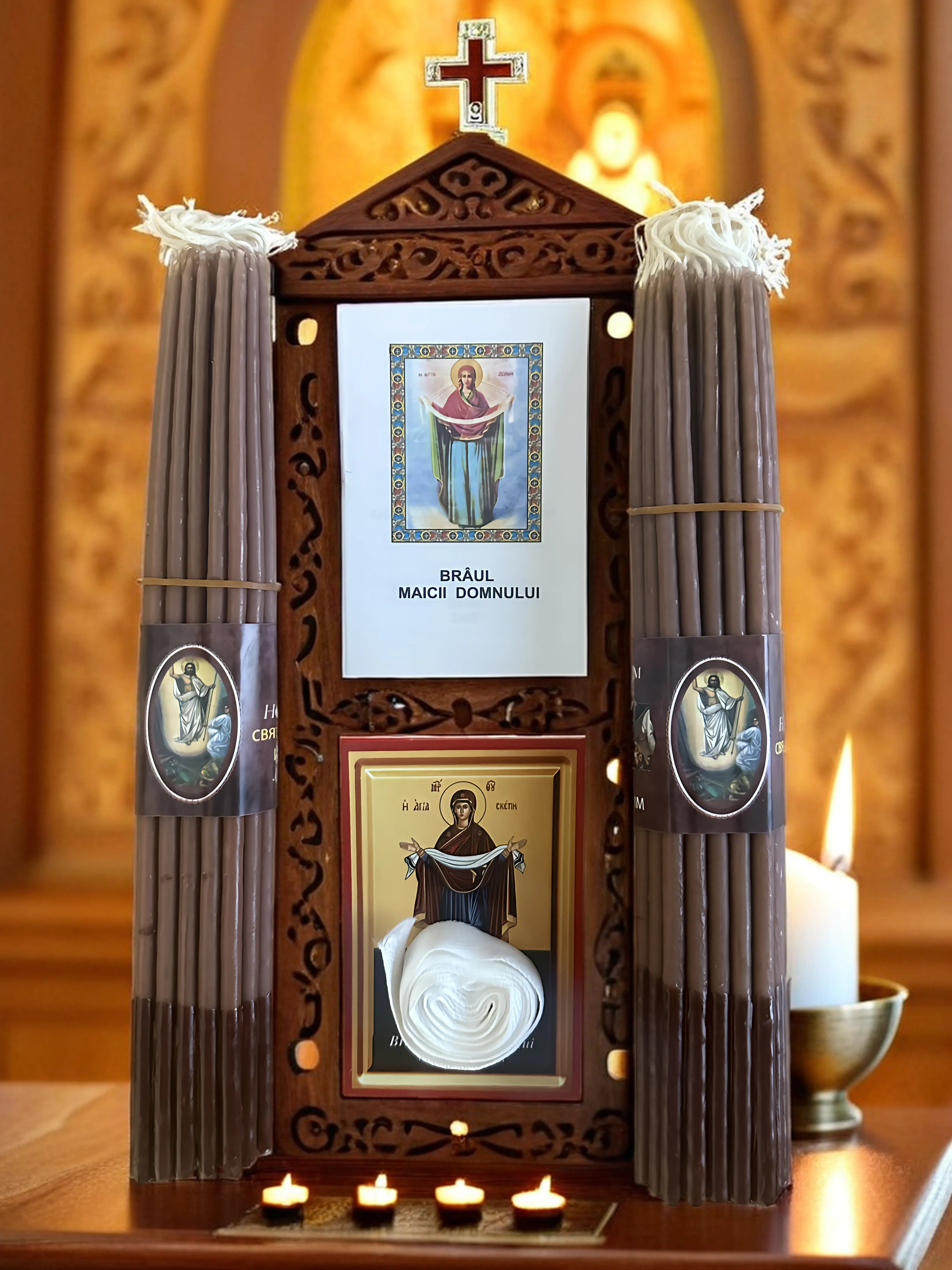 Pachet de Rugăciune cu Lumânări și Brâul Maicii Domnului - Ajutor Grabnic