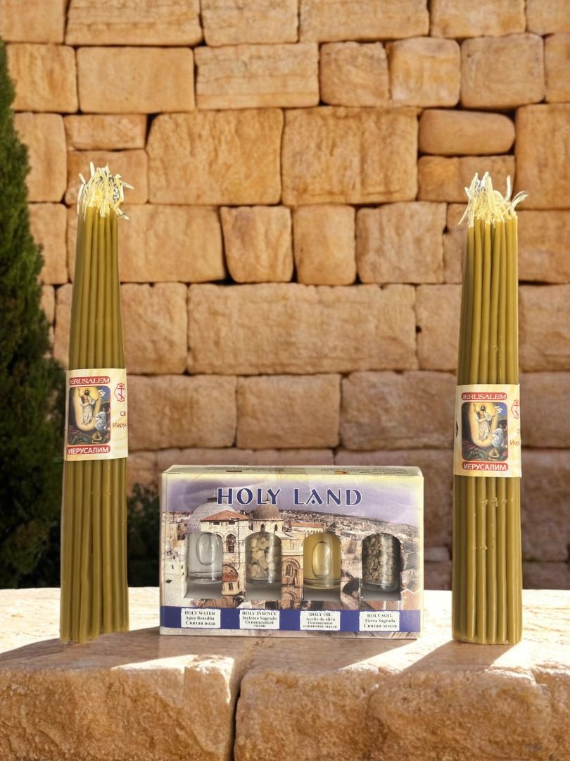 Pachet Postul Craciunului - Set 4 Elemente Sfinte & 33 Lumânări Sfințite